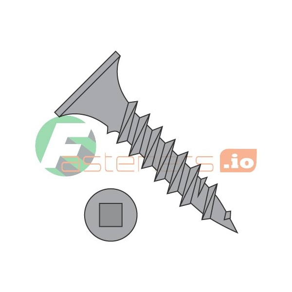 Newport Fasteners Drywall Screw, #8 x 1-1/2 in, Steel, Flat Head Square Drive, 2000 PK 383248 - main